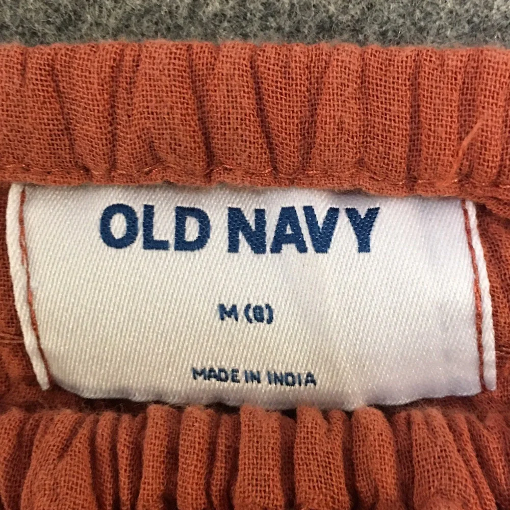Old Navy Babydoll Dress Kids Size M 8 Molten Copper Smocked Long Sleeve Gauze